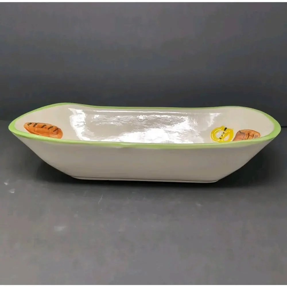 VTG Maurice Ceramics Of Calif USA Mid Century BREAD Ceramic Basket Tray Novelty‎